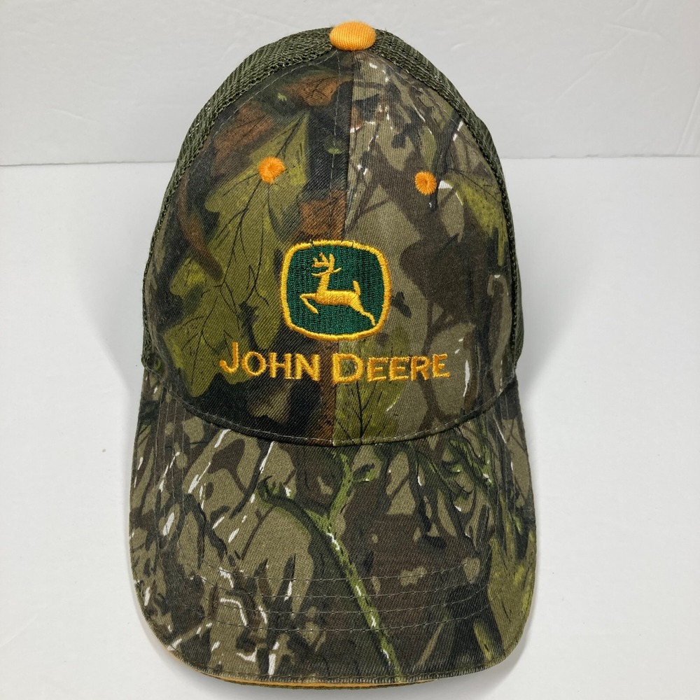 John Deere Cap Hat Green Camo Adjustable Snapback Mesh Trucker Tractor Outdoor‎